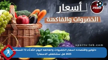 «توفير واقتصاد» أسعار الخضروات والفاكهة اليوم الثلاثاء 12 أغسطس 2025 هل ستنخفض الأسعار؟